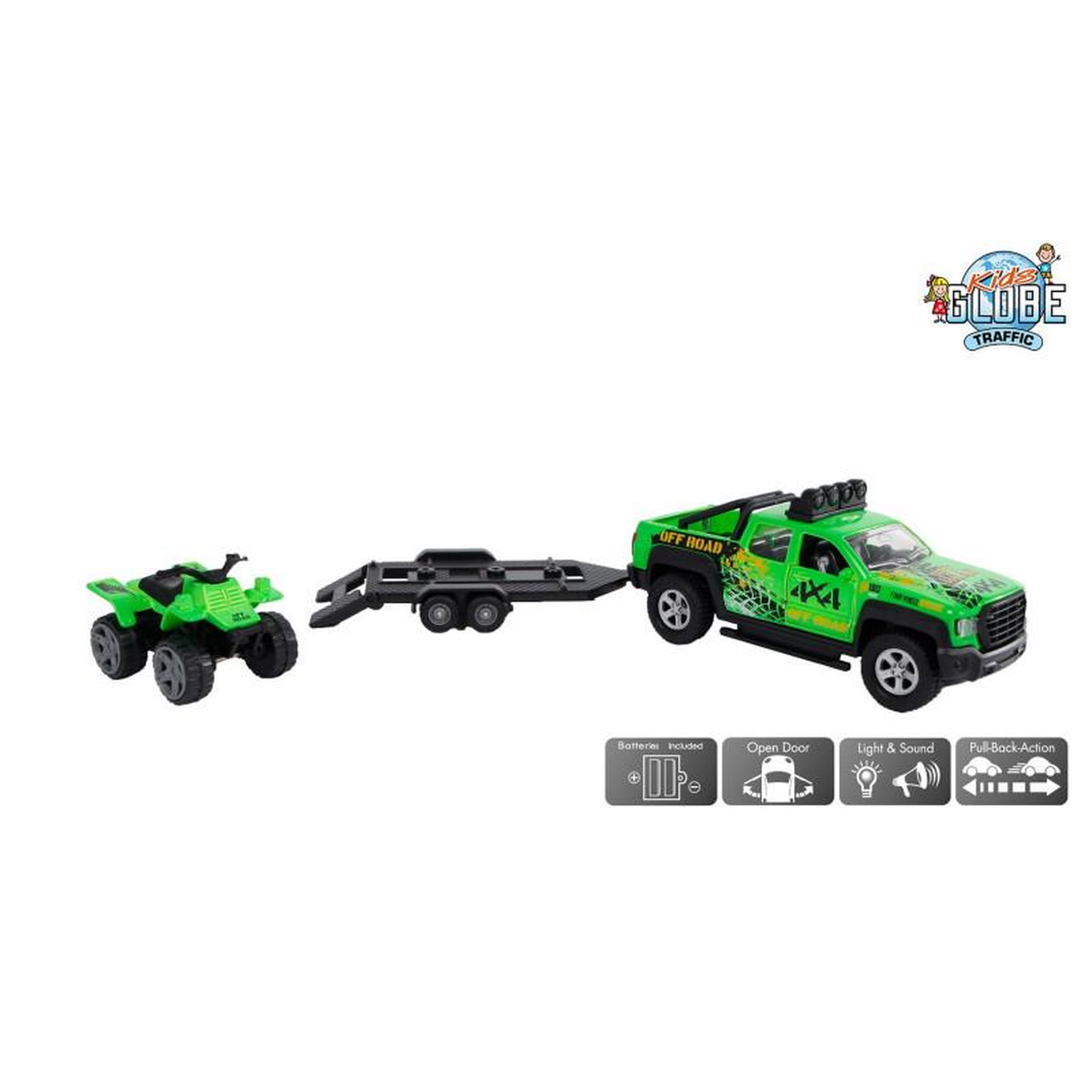 Voir la diapositive 2 : GLOB KIDS Kids Globe Terrain Vehicle with Trailer and Quad Light and Sound