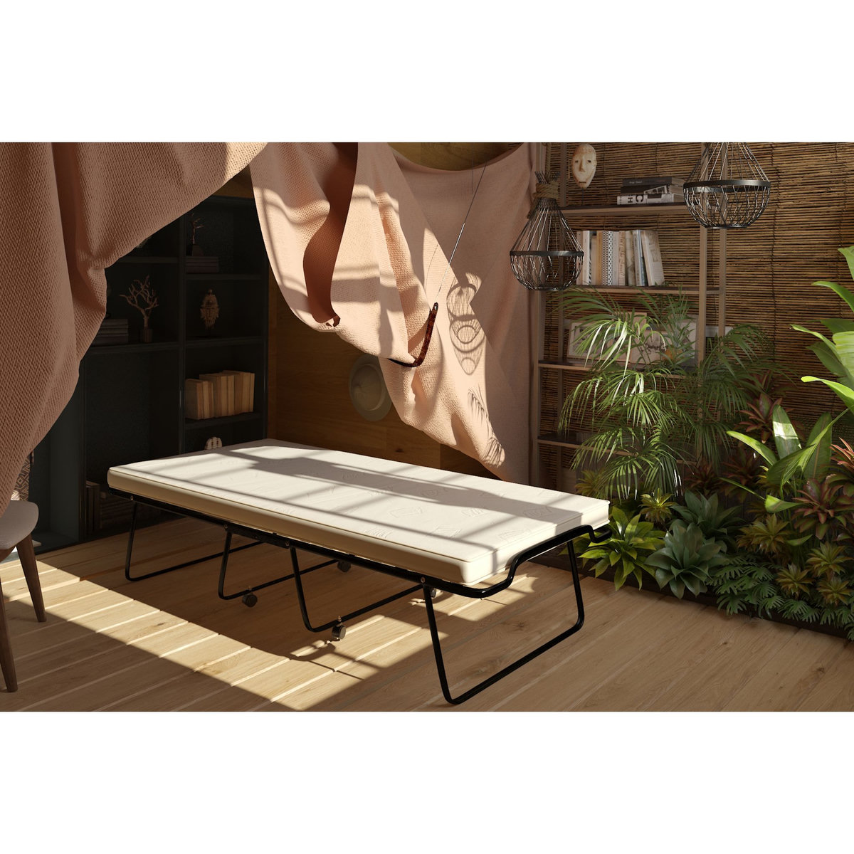 SEDAC LIT PLIANT sommier 17 lattes + matelas mousse 90x190 cm FOLDI