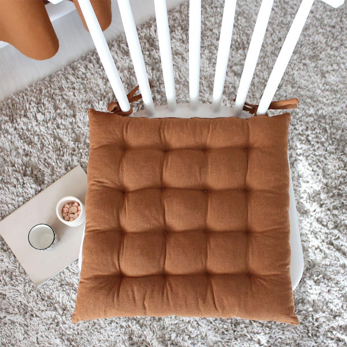 Paris Prix Galette de Chaise Piquée  Cambria  38x38cm Café