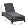 Voir la diapositive 3 : OUTSUNNY Bain de soleil transat grand confort matelas inclinaison réglable multipositions résine tressée grise