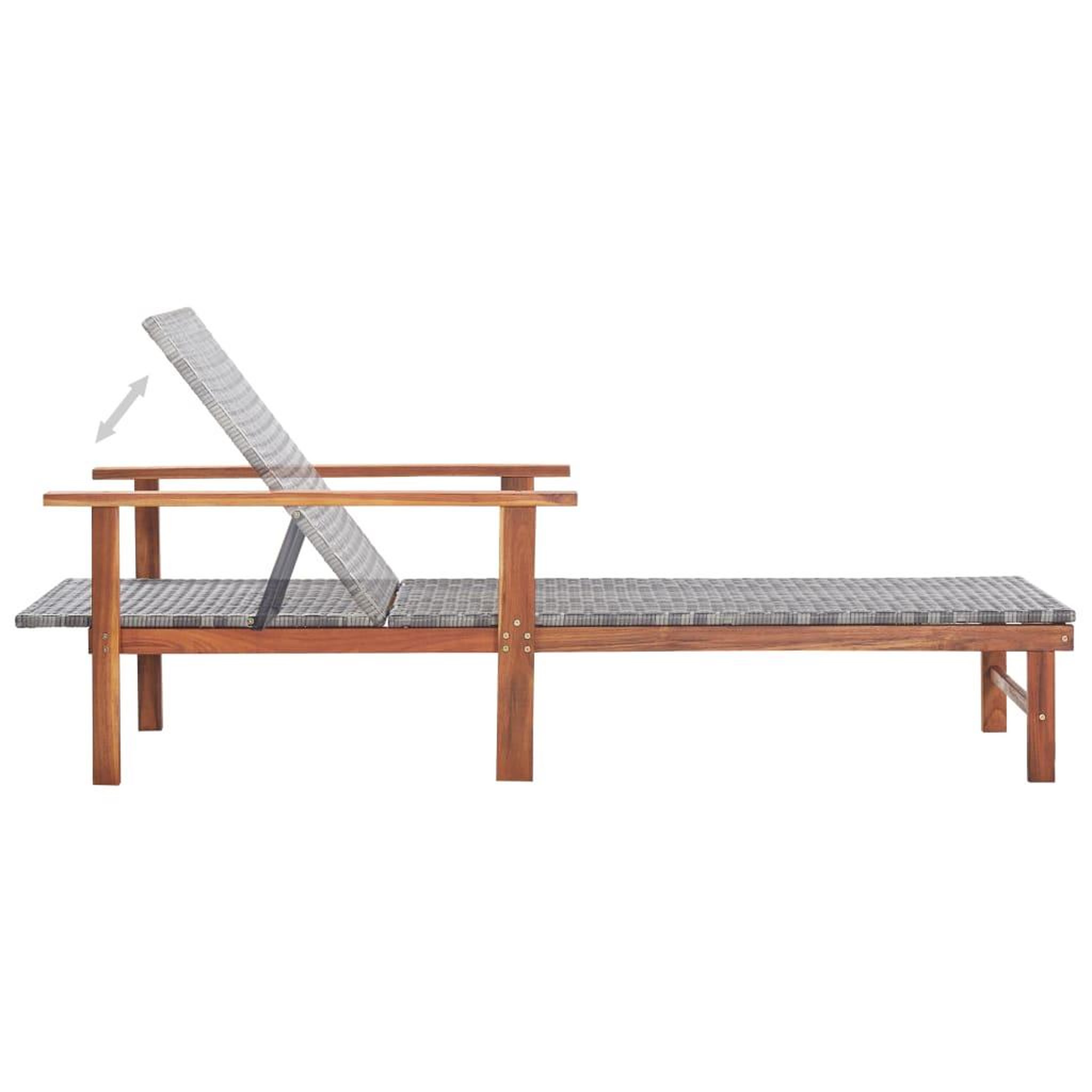 Voir la diapositive 5 : VIDAXL Chaise longue Resine tressee et bois d'acacia massif Gris