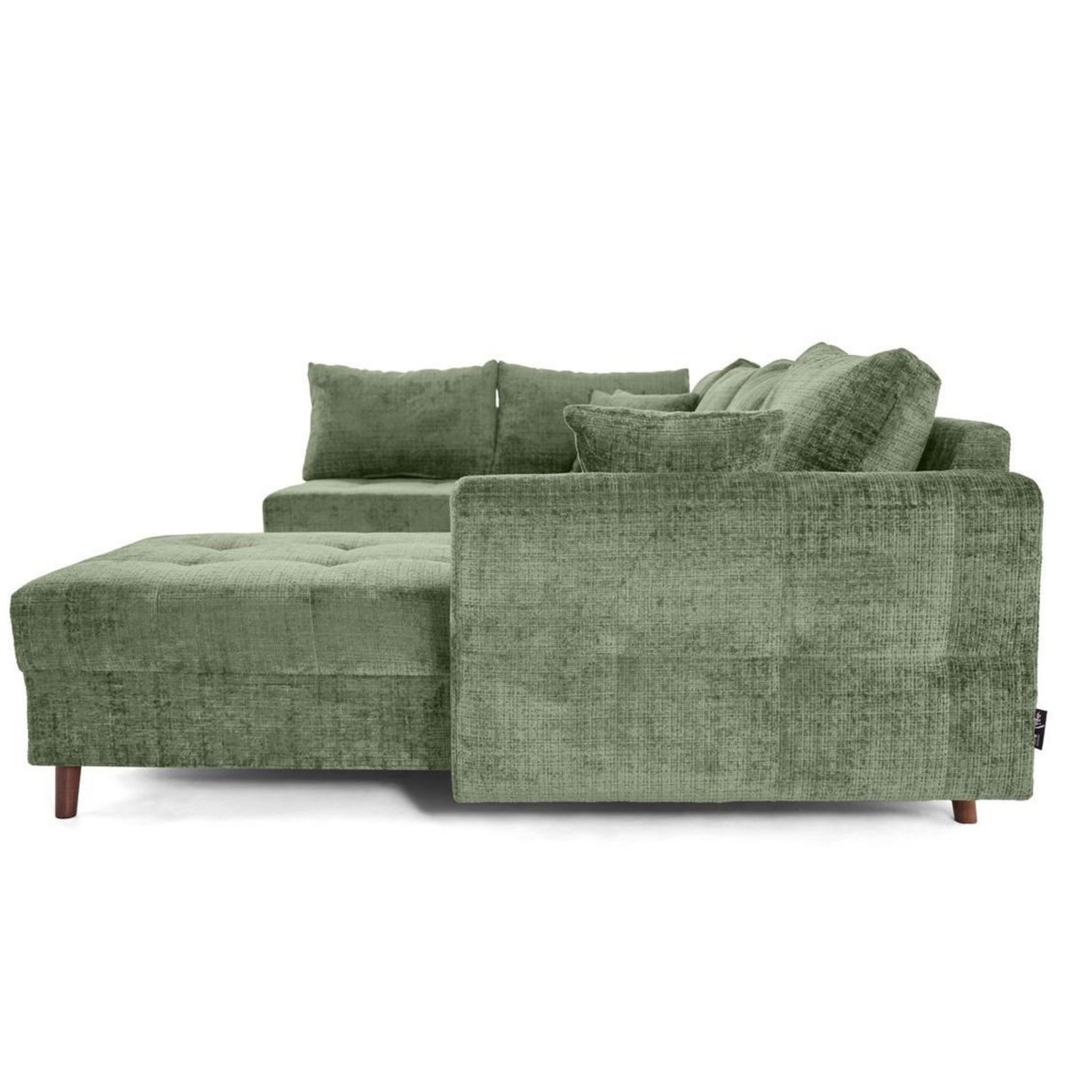 LISA DESIGN Rune - canapé panoramique d'angle gauche 7 places en velours texturé