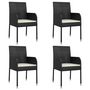 Voir la diapositive 2 : VIDAXL Chaises de jardin lot de 4 avec coussins Resine tressee Noir