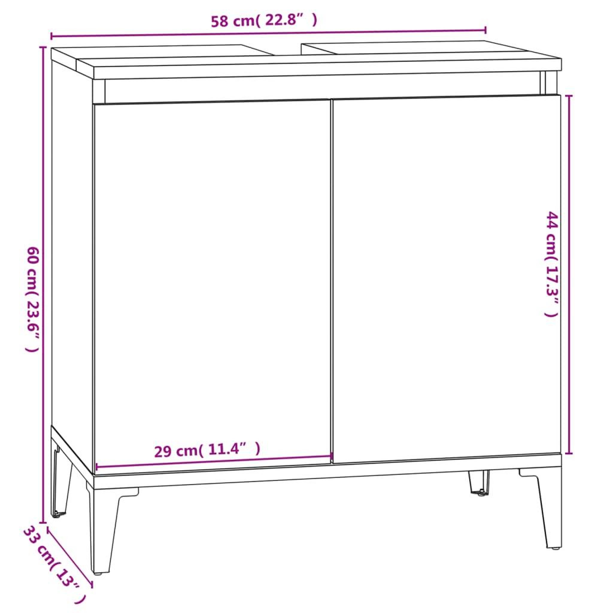 Voir la diapositive 6 : VIDAXL Meuble d'evier sonoma gris 58x33x60 cm bois d'ingenierie