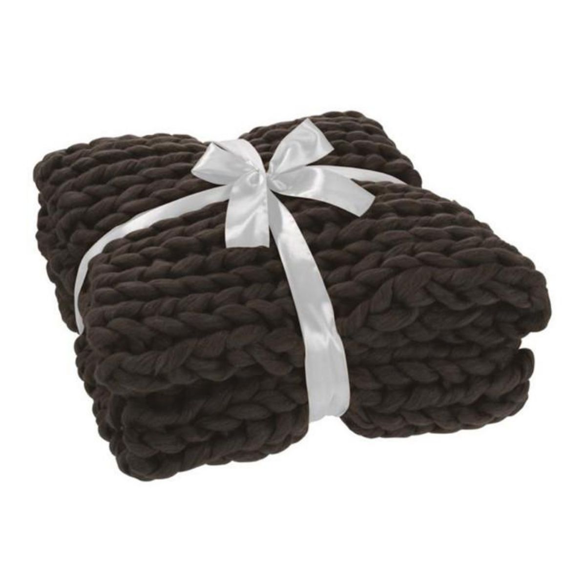 Paris Prix Plaid Déco Maille  Tricoté  127x152cm Gris Foncé