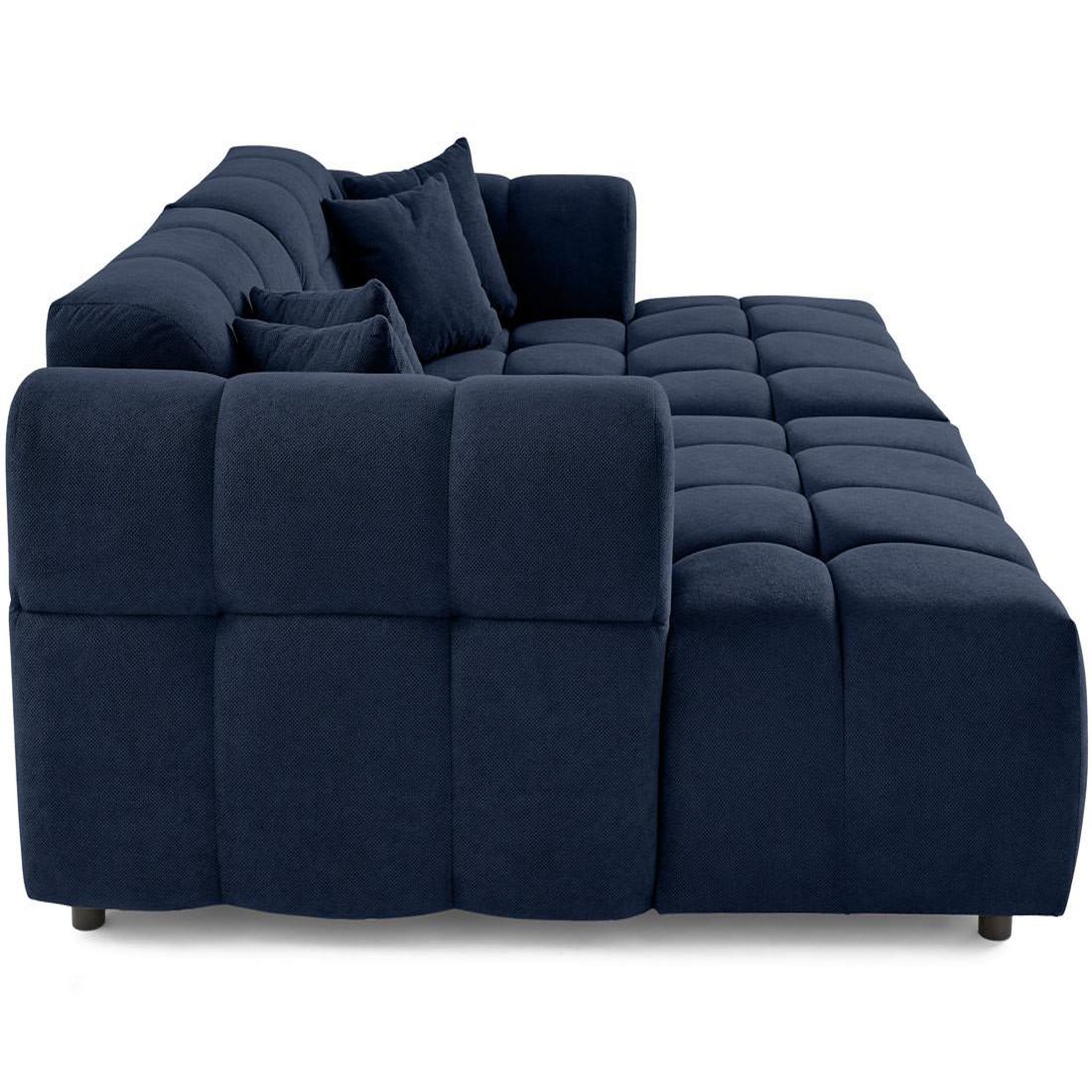 Voir la diapositive 4 : BEST MOBILIER Ray - canapé droit 4 places avec double méridienne - assise profonde - en tissu texturé