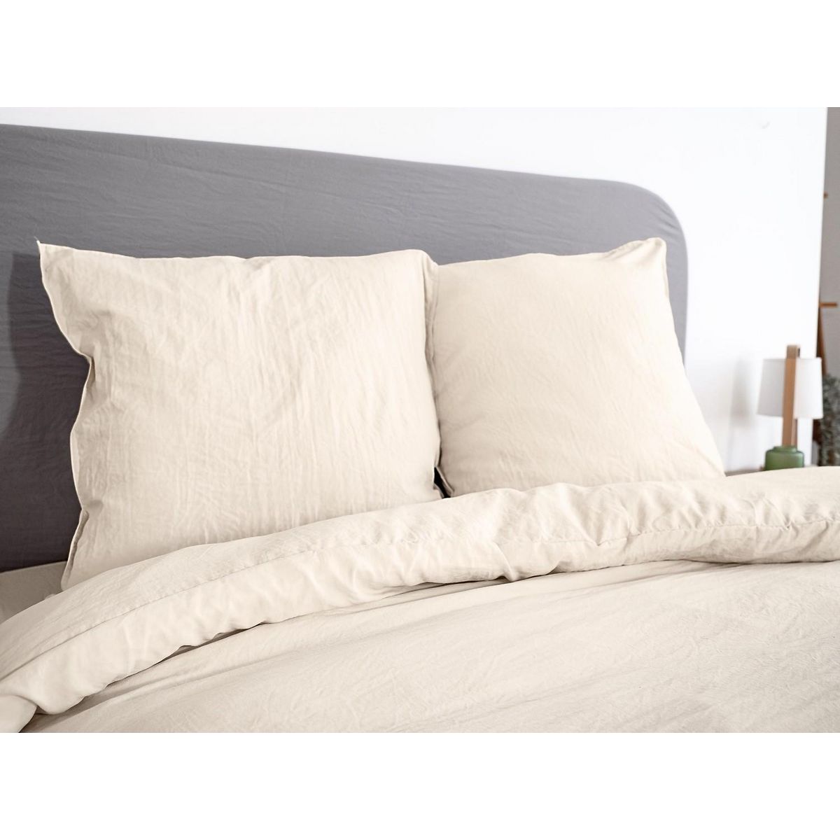 Home collection Parure microfibre lavee 240x220cm beige sable