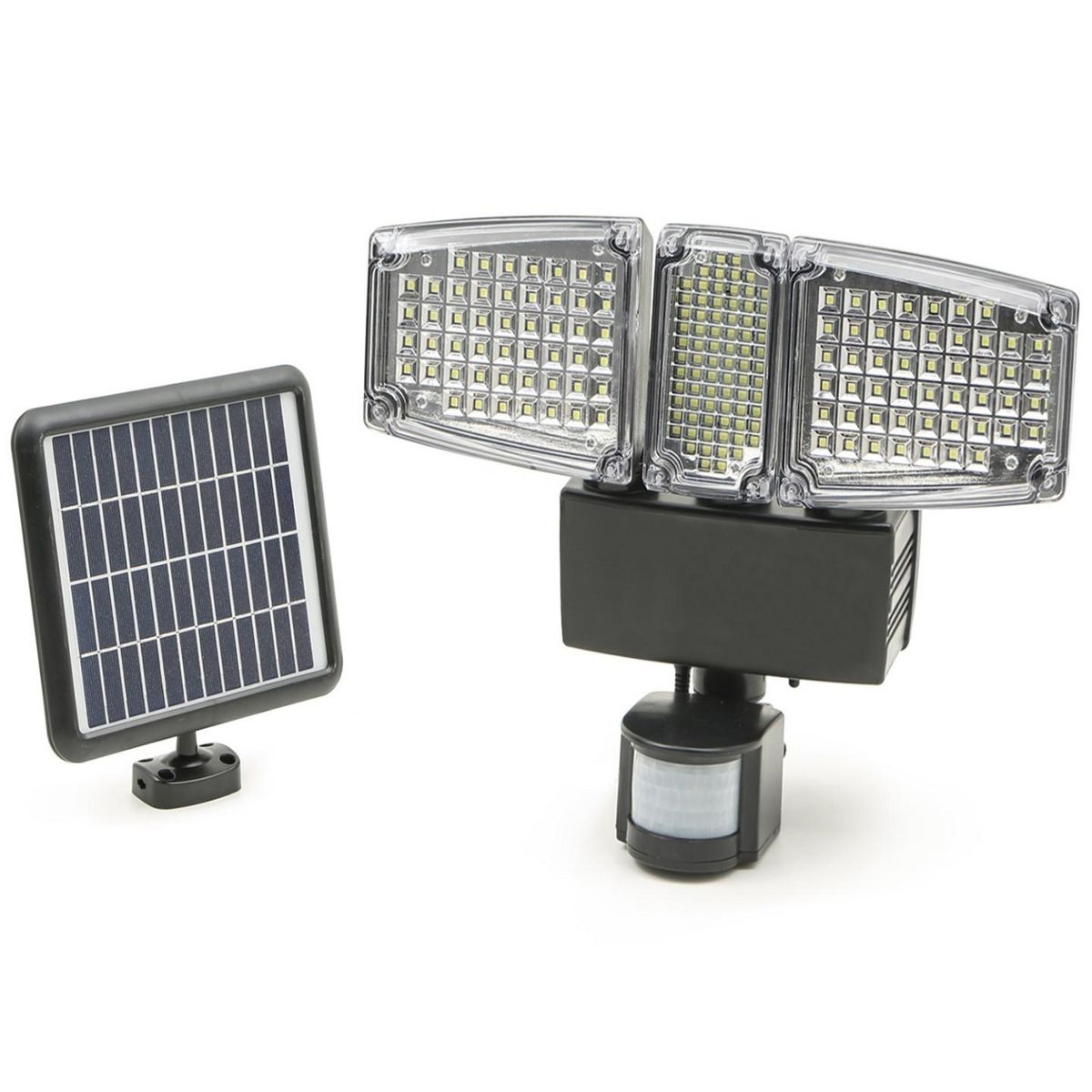 ID MARKET Projecteur solaire 3 têtes 178 LED détecteur de mouvement