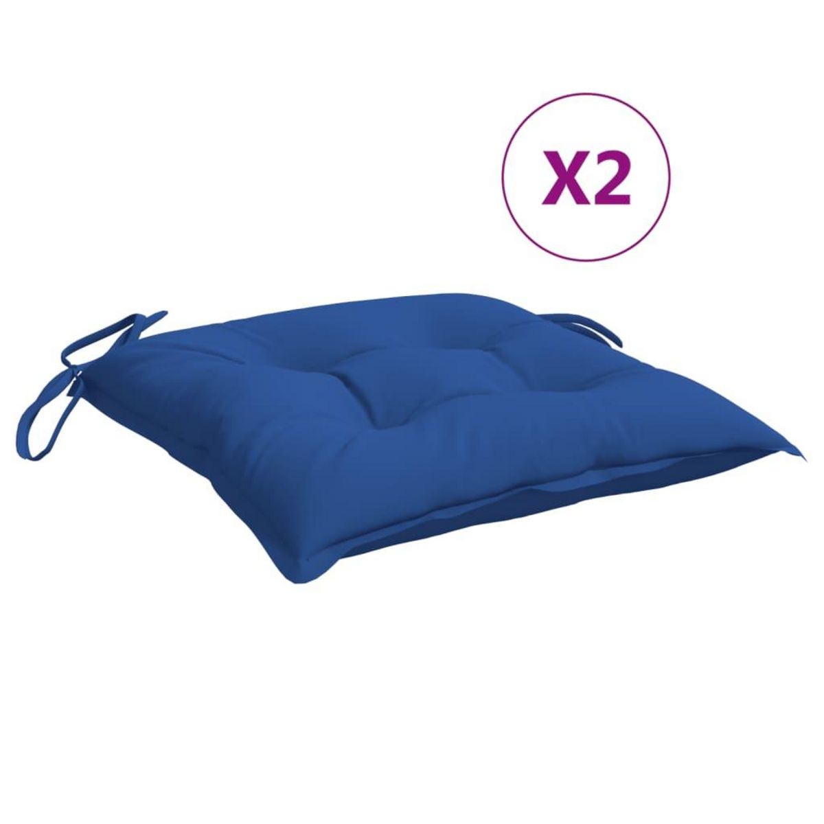 VIDAXL Coussins de chaise lot de 2 bleu 40x40x7 cm tissu oxford