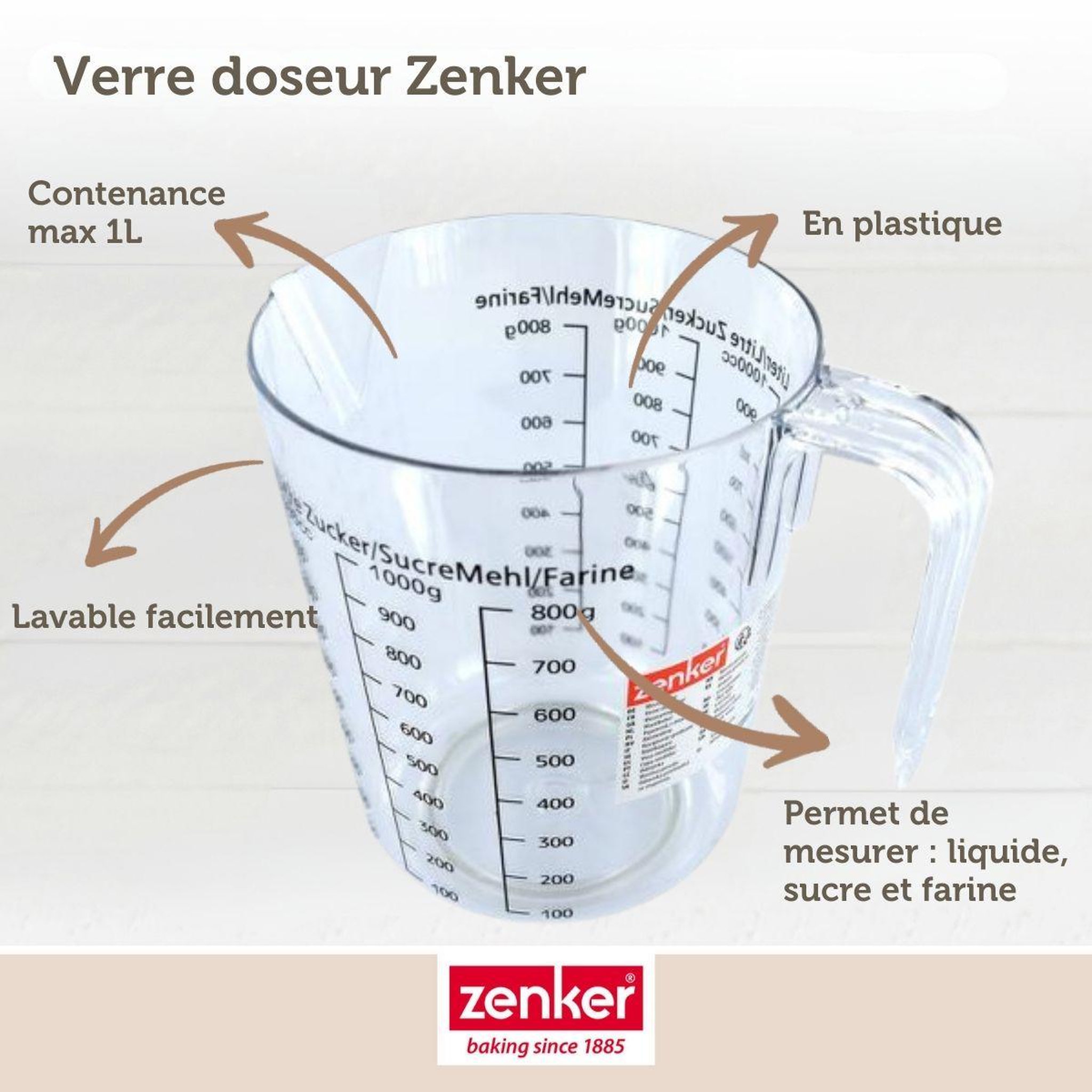 Voir la diapositive 3 : ZENKER Verre doseur 1 litre zenker smart pastry
