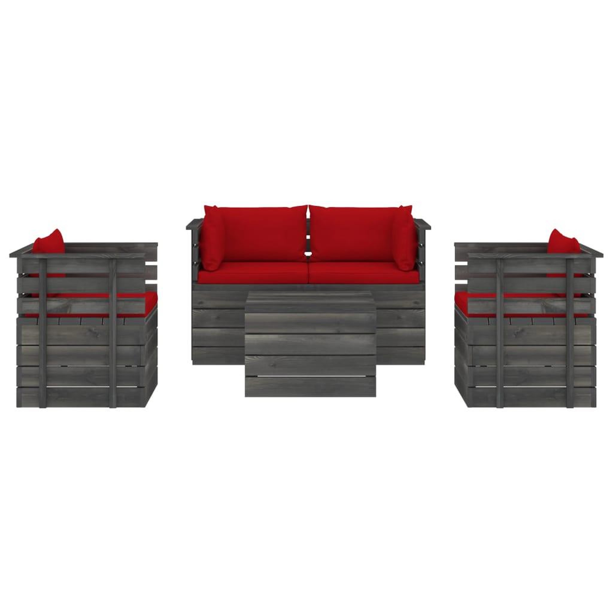 Voir la diapositive 3 : VIDAXL Salon palette de jardin 5 pcs avec coussins Bois de pin massif