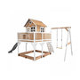Voir la diapositive 1 : Axi House Axi Maisonnette LIAM  Brun Blanc avec 1 balancoire et toboggan Blanc et bac à sable