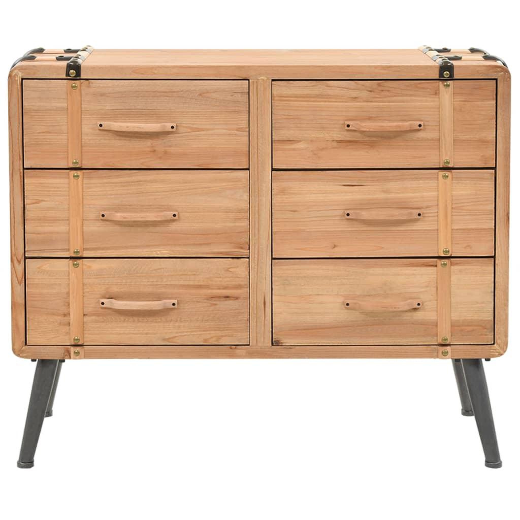 Voir la diapositive 2 : VIDAXL Armoire a tiroirs bois de sapin massif 91x35x73 cm