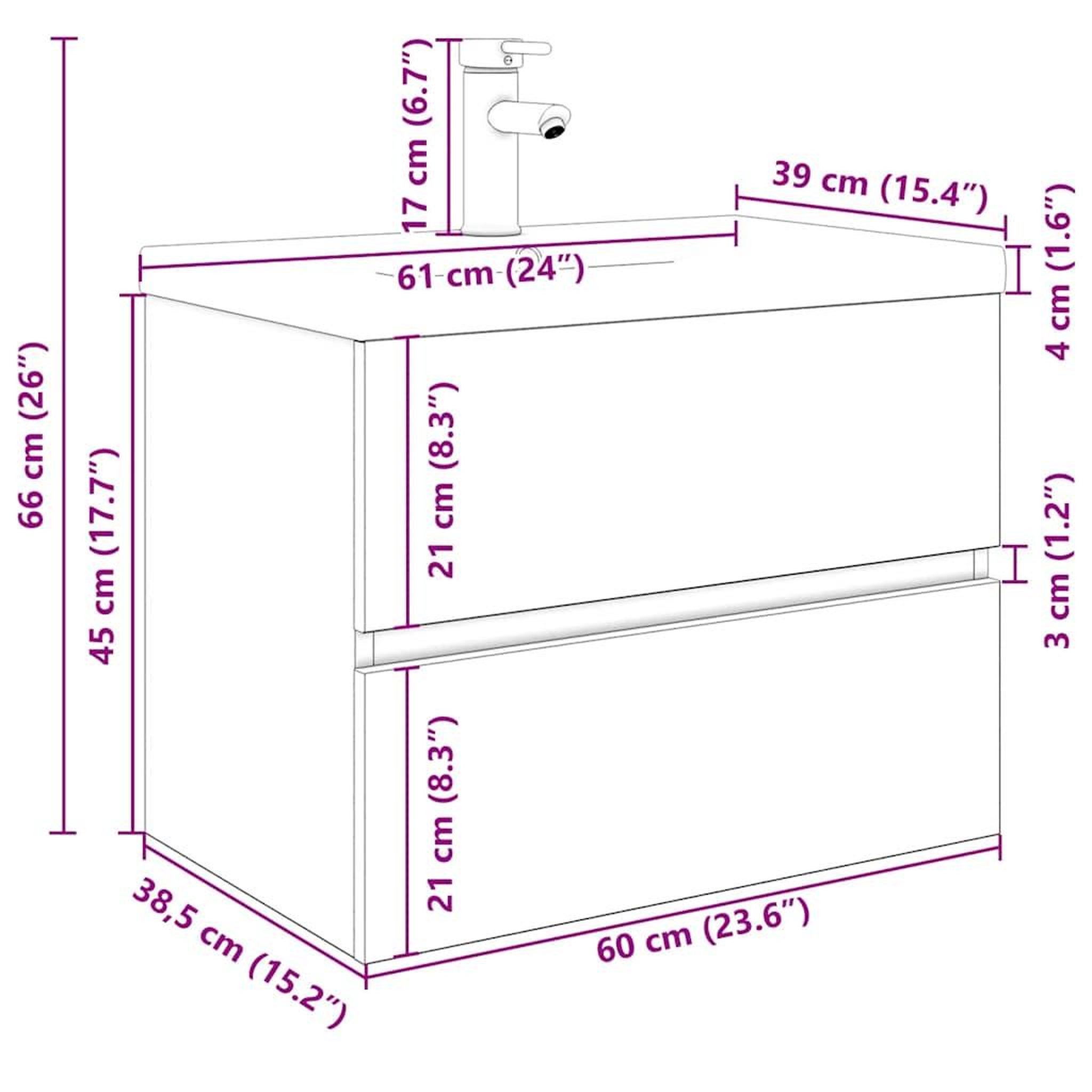 Voir la diapositive 6 : VIDAXL Meuble lavabo avec bassin et robinet integres vieux bois