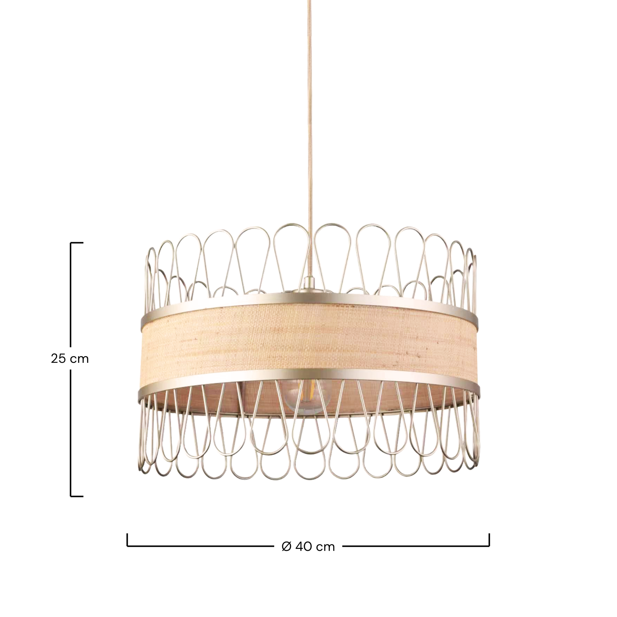 Voir la diapositive 4 : MAISON PAVANE Suspension en rotin D40 cm-Flore