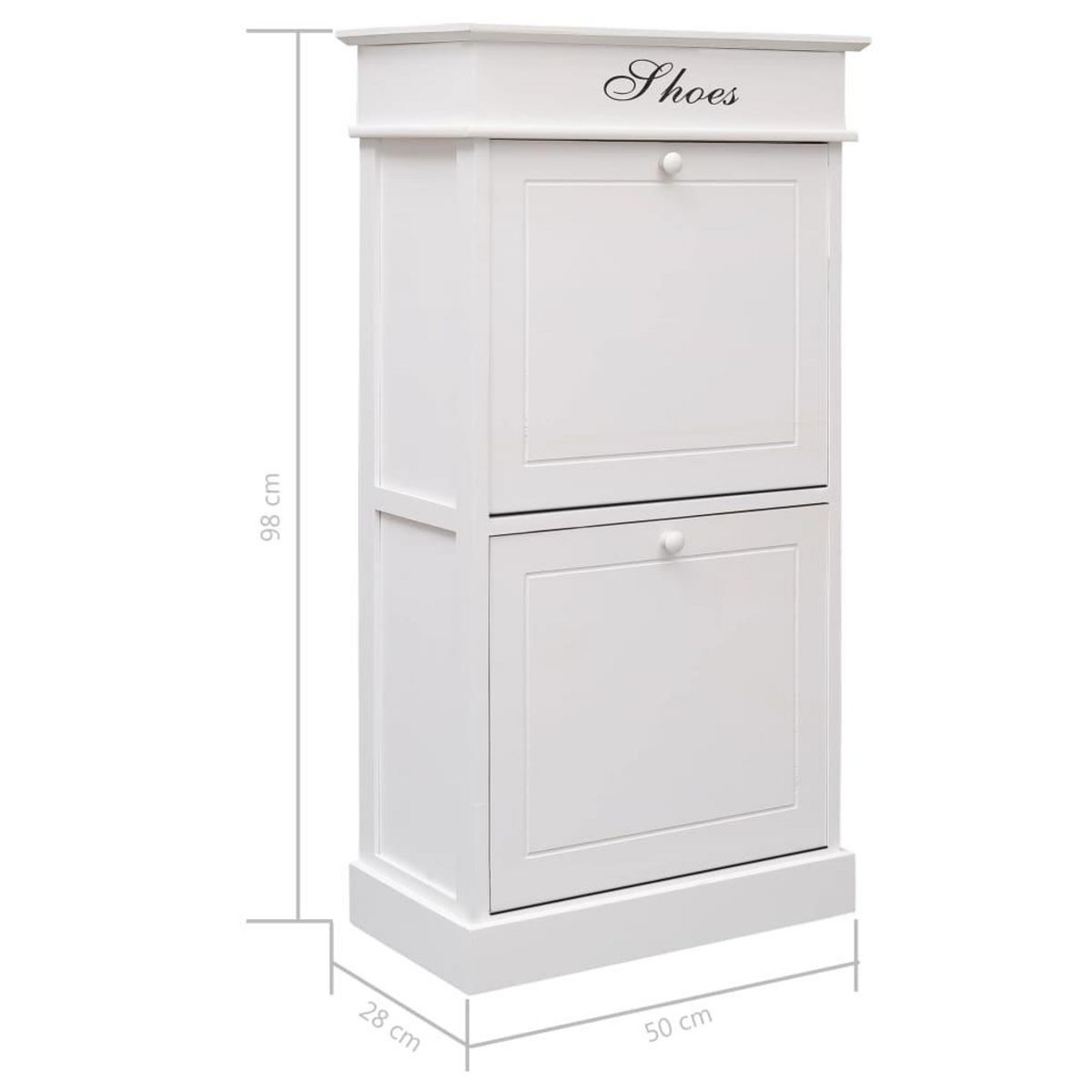 VIDAXL Armoire a chaussures Blanc 50 x 28 x 98 cm Bois de Paulownia