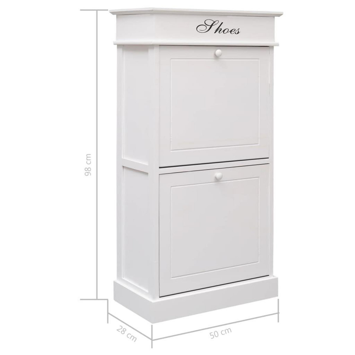 VIDAXL Armoire a chaussures Blanc 50 x 28 x 98 cm Bois de Paulownia