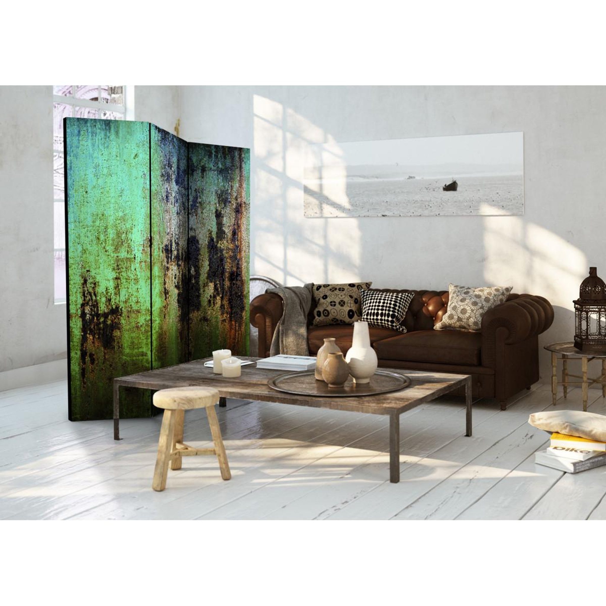 Voir la diapositive 2 : Paris Prix Paravent 3 volets  emerald mystery  135x172cm