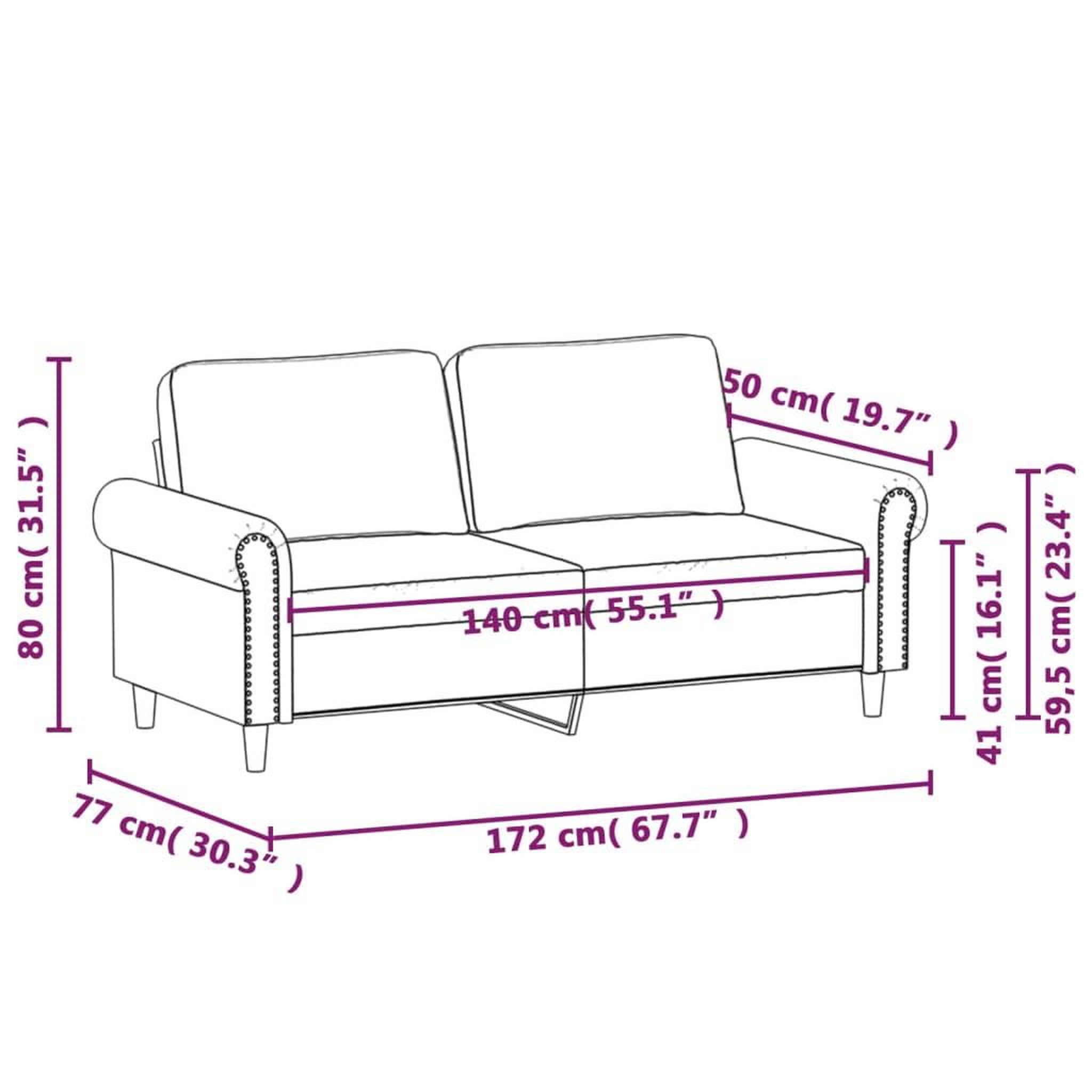 Voir la diapositive 6 : VIDAXL Canape a 2 places Rouge bordeaux 140 cm Similicuir
