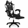 Voir la diapositive 1 : ID MARKET Fauteuil de gaming ALEX réglable avec repose-pied, coussin de tête et coussin lombaire noir blanc et gris