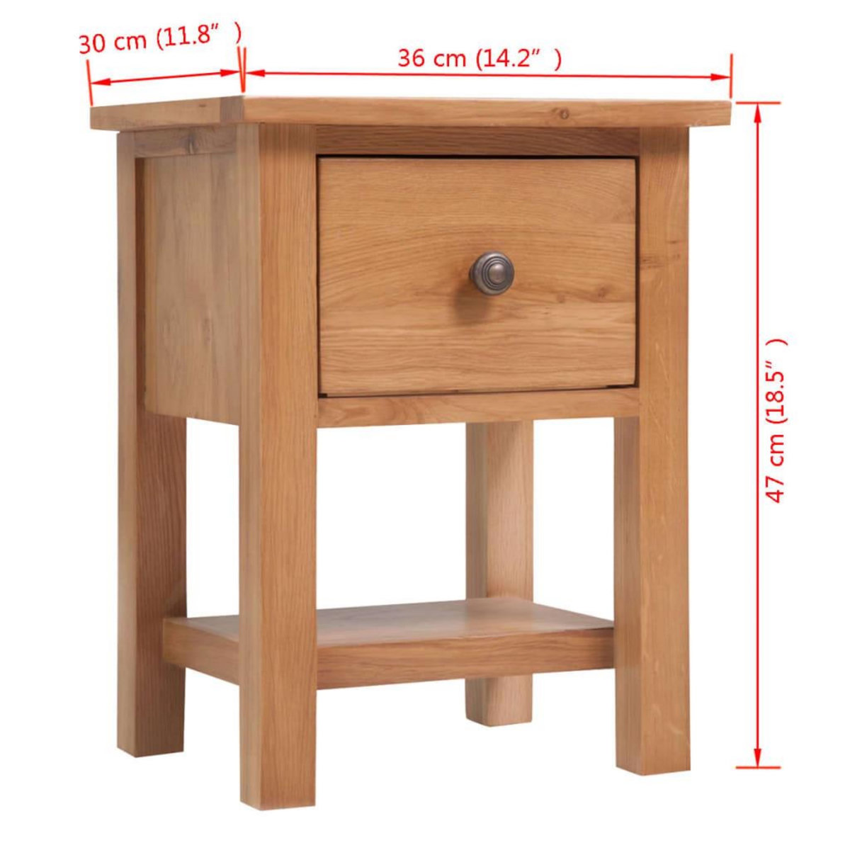VIDAXL Table de chevet 36x30x47 cm Bois de chene massif