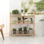 OUTSUNNY Étagère échelle à fleurs en bois de bambou - porte plantes pliable bois 3 étagères à lattes