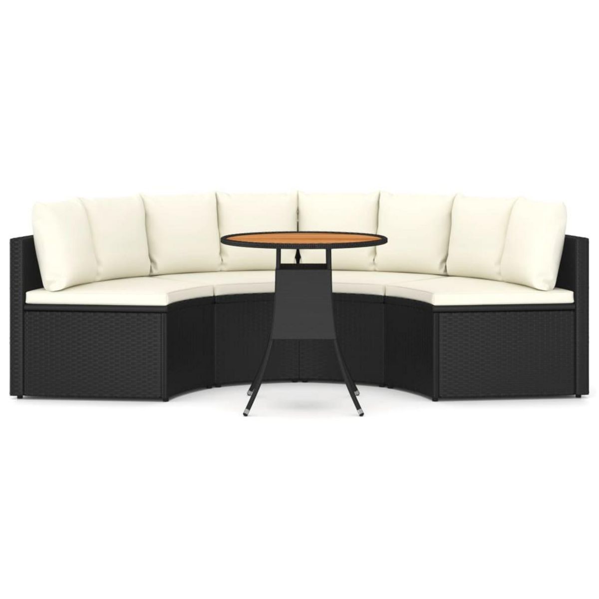 VIDAXL Salon de jardin 5 pcs avec coussins Resine tressee Noir