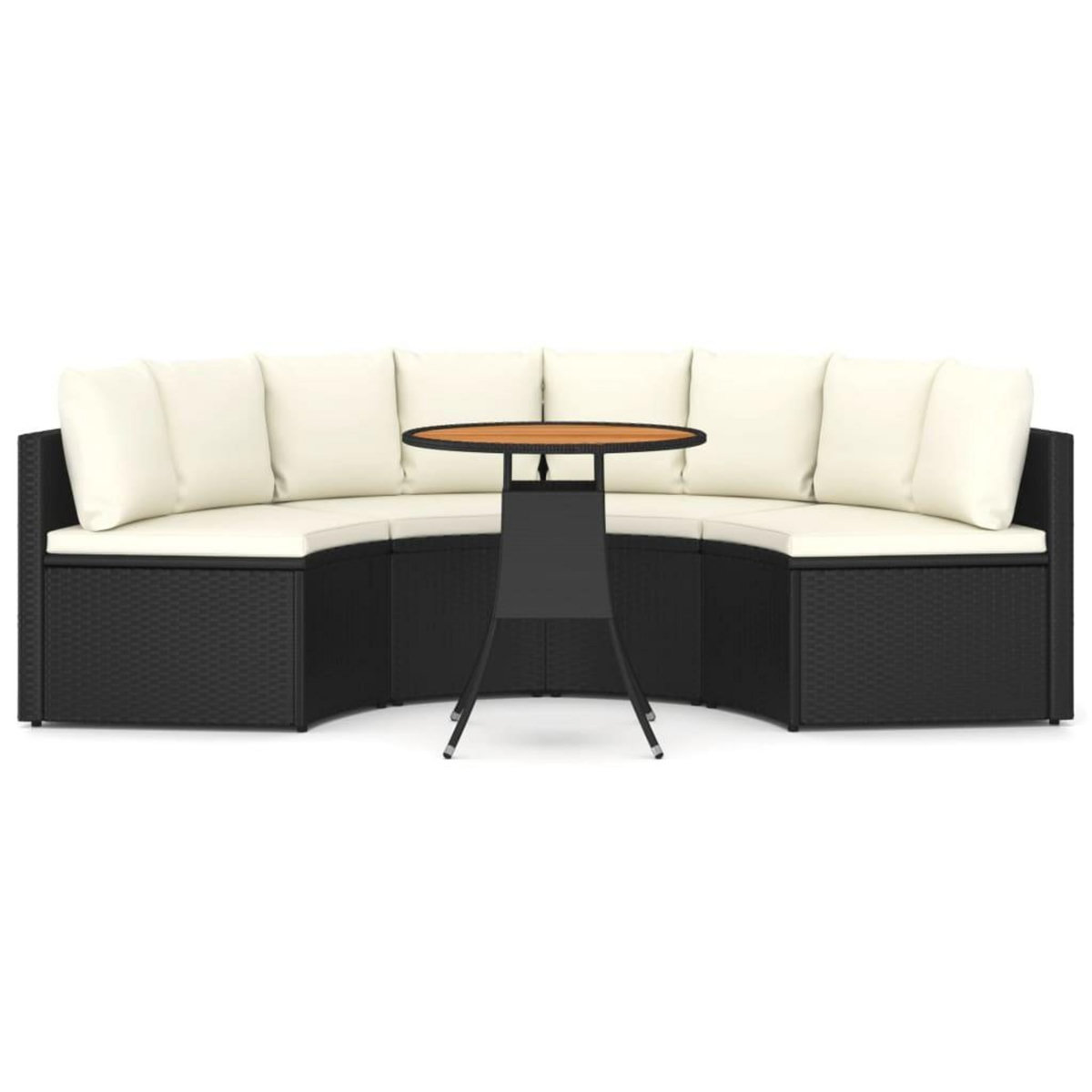 VIDAXL Salon de jardin 5 pcs avec coussins Resine tressee Noir