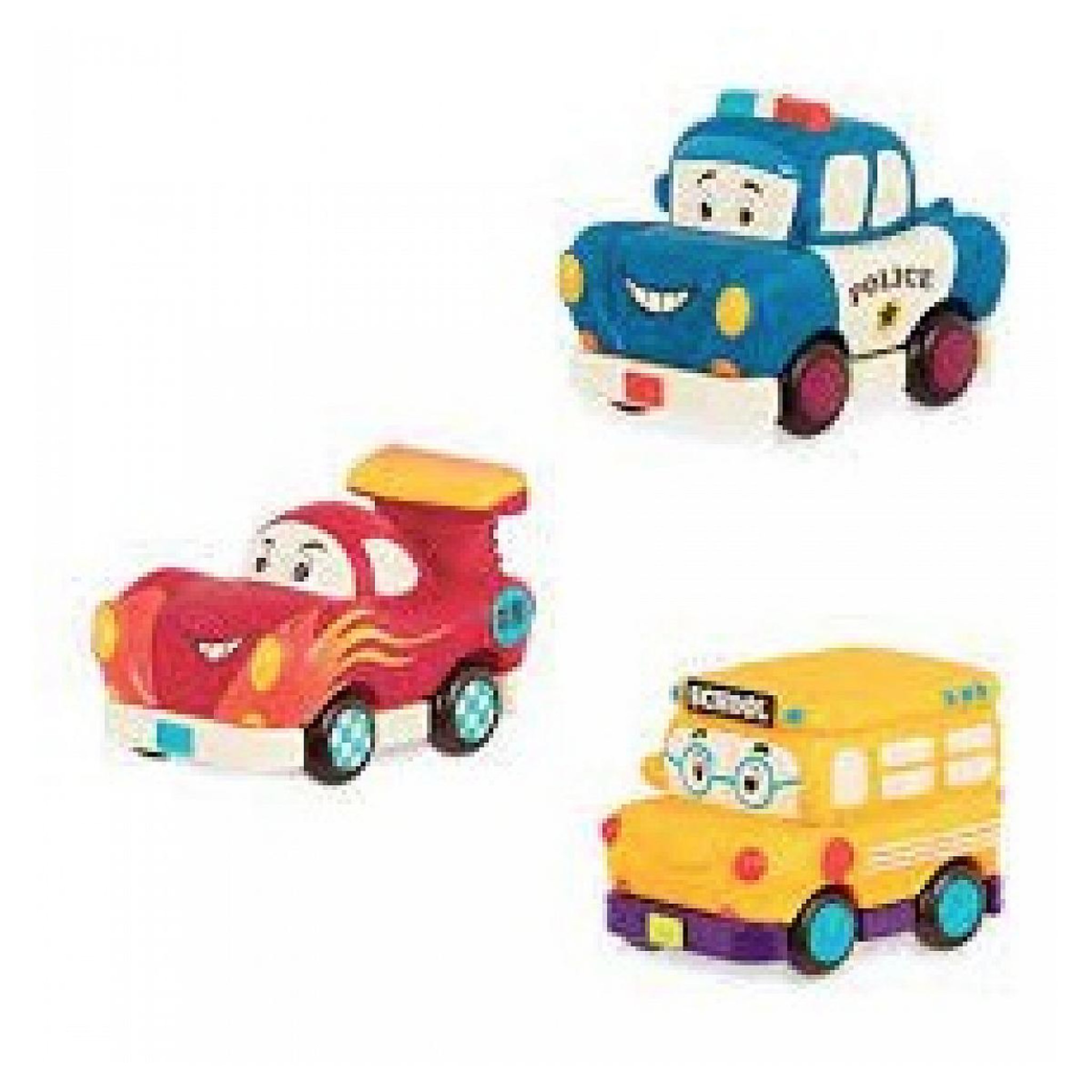 Voir la diapositive 2 : Petit Jour set de 3 vehicules bus police et f1