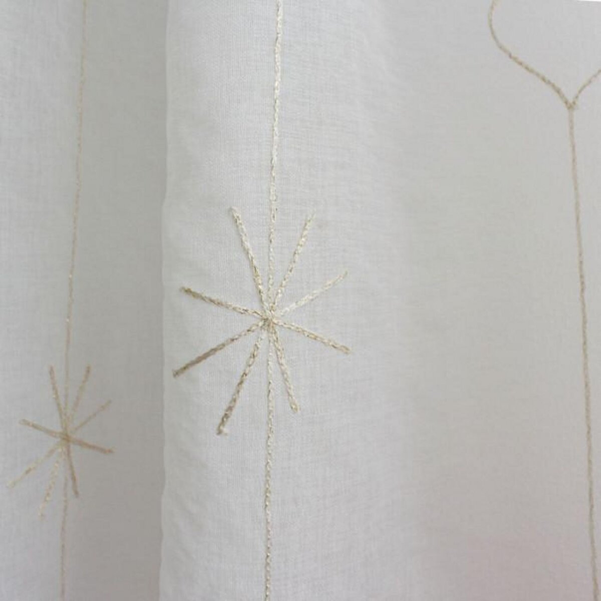 Paris Prix Rideau Voilage Brodé  Noël  140x240cm Blanc & Or