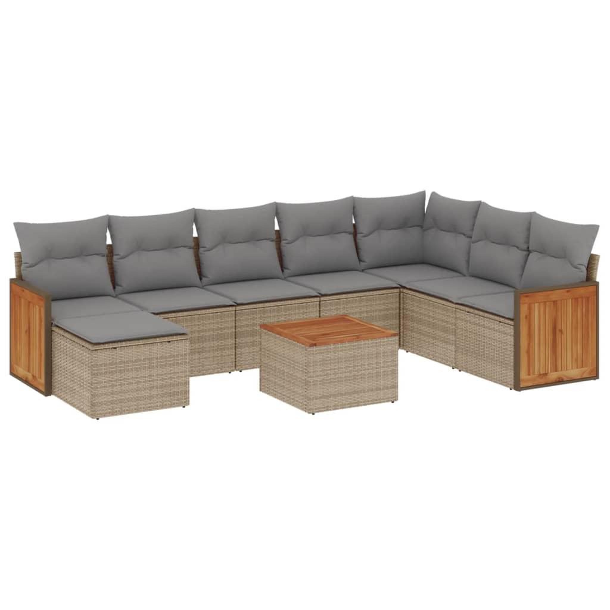 Voir la diapositive 2 : VIDAXL Salon de jardin avec coussins 9 pcs beige resine tressee
