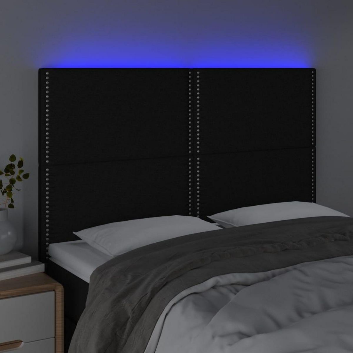 VIDAXL Tete de lit a LED Noir 144x5x118/128 cm Tissu