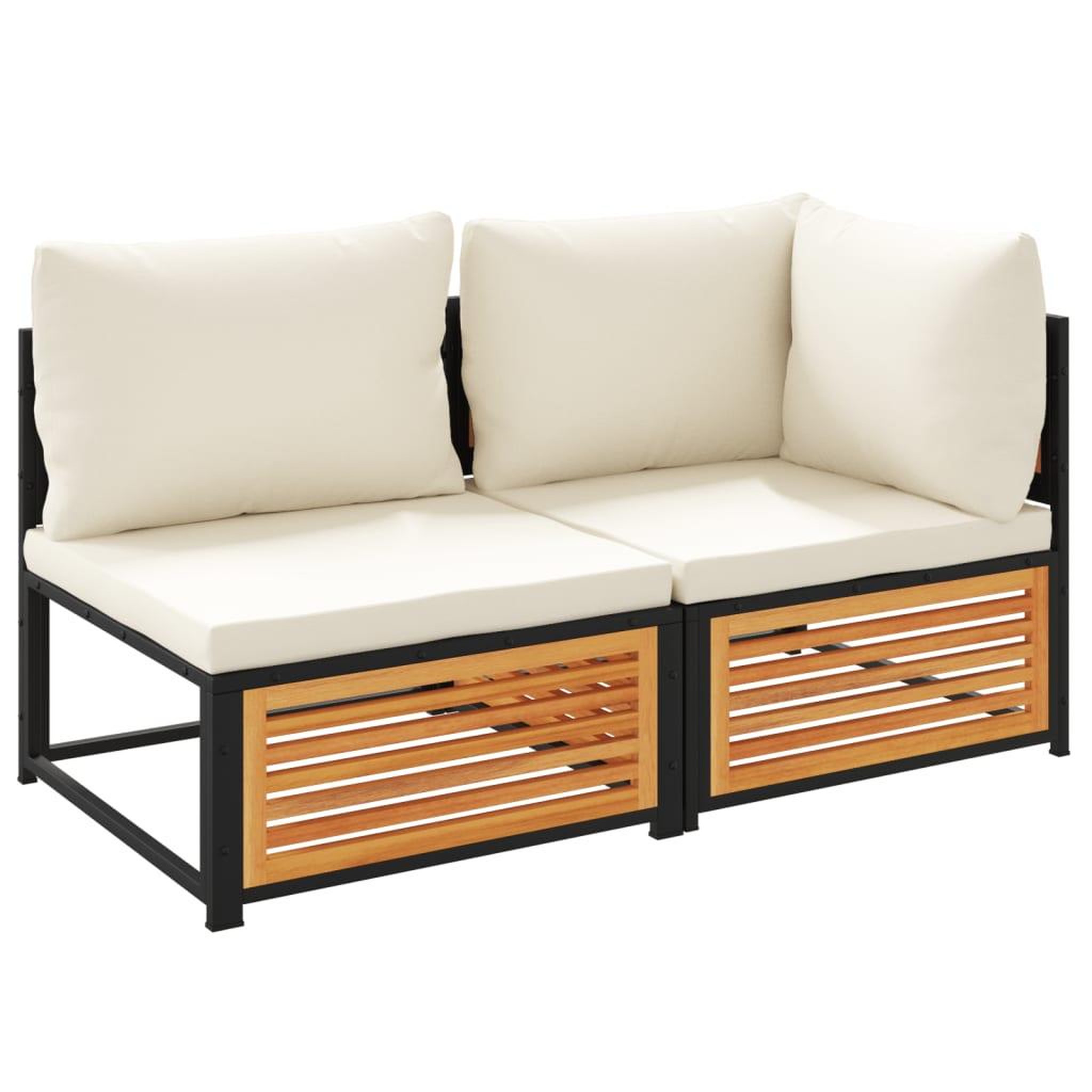 Voir la diapositive 2 : VIDAXL Canape de jardin avec coussins 2 places bois massif d'acacia