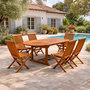 Voir la diapositive 2 : CONCEPT USINE Salon de jardin Teck huilé 6 personnes - Table ovale + 6 chaises LUBOK