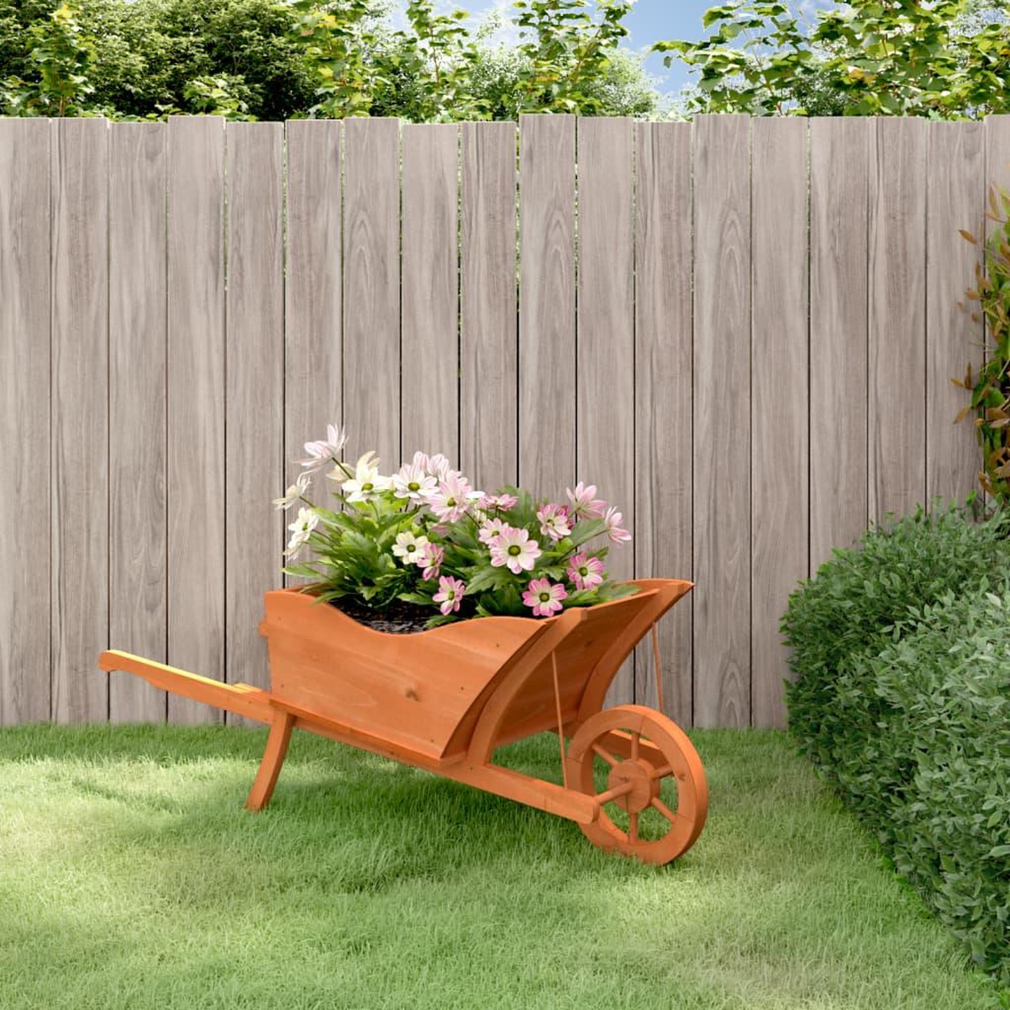 VIDAXL Jardiniere brouette 128x45,5x43 cm bois de sapin massif