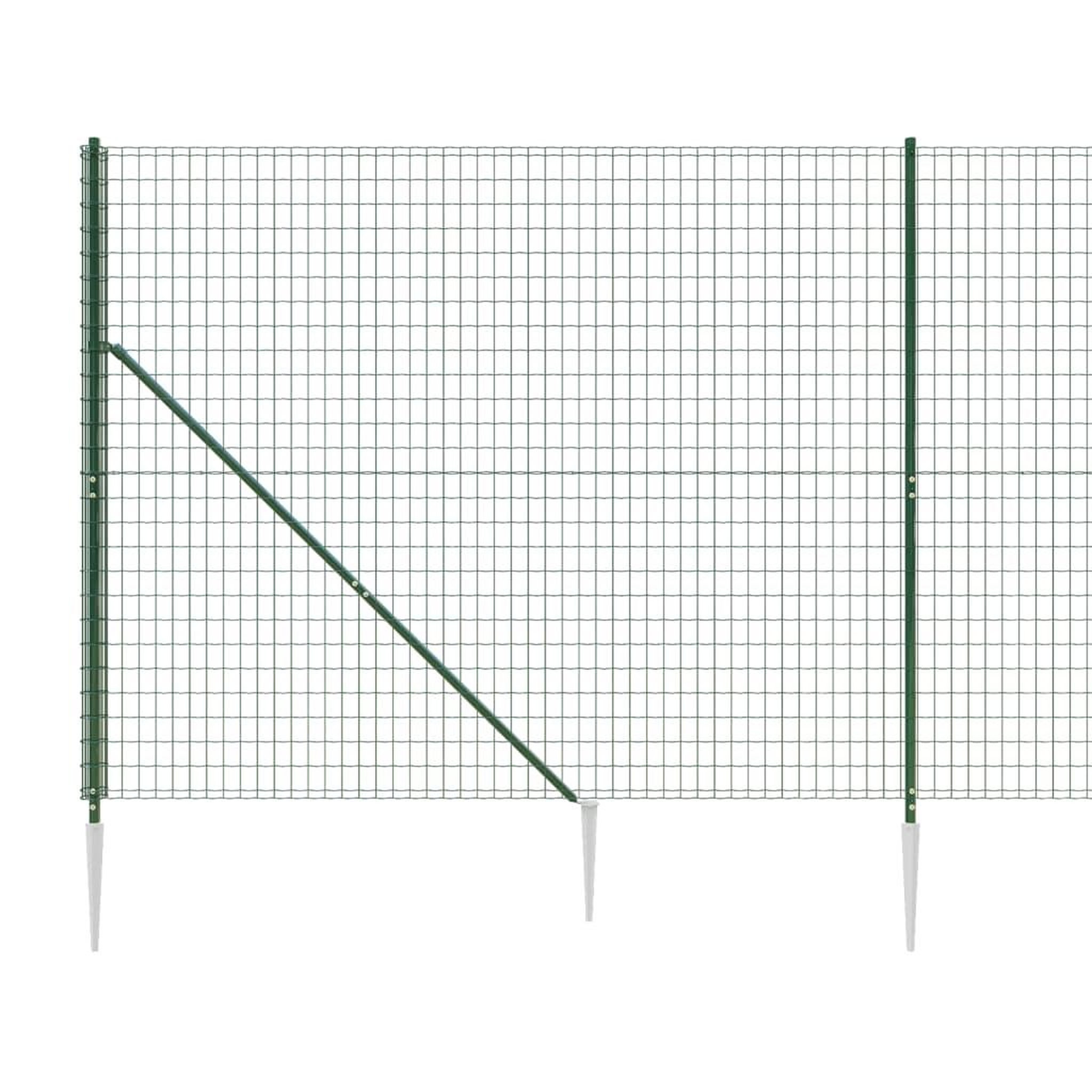 Voir la diapositive 4 : VIDAXL Cloture en treillis metallique et piquet d'ancrage vert 1,8x25m