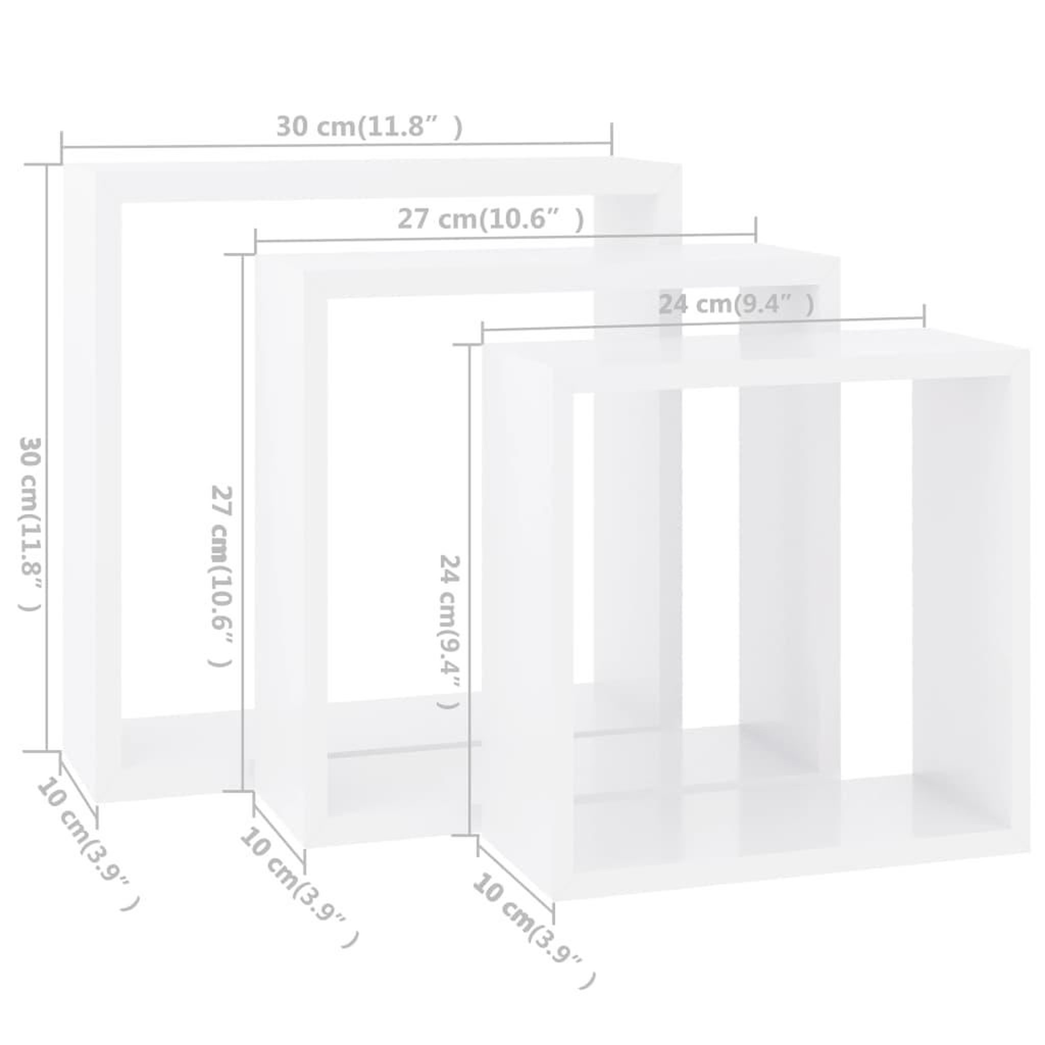 Voir la diapositive 6 : VIDAXL Etageres murales sous forme de cube 3 pcs Blanc MDF