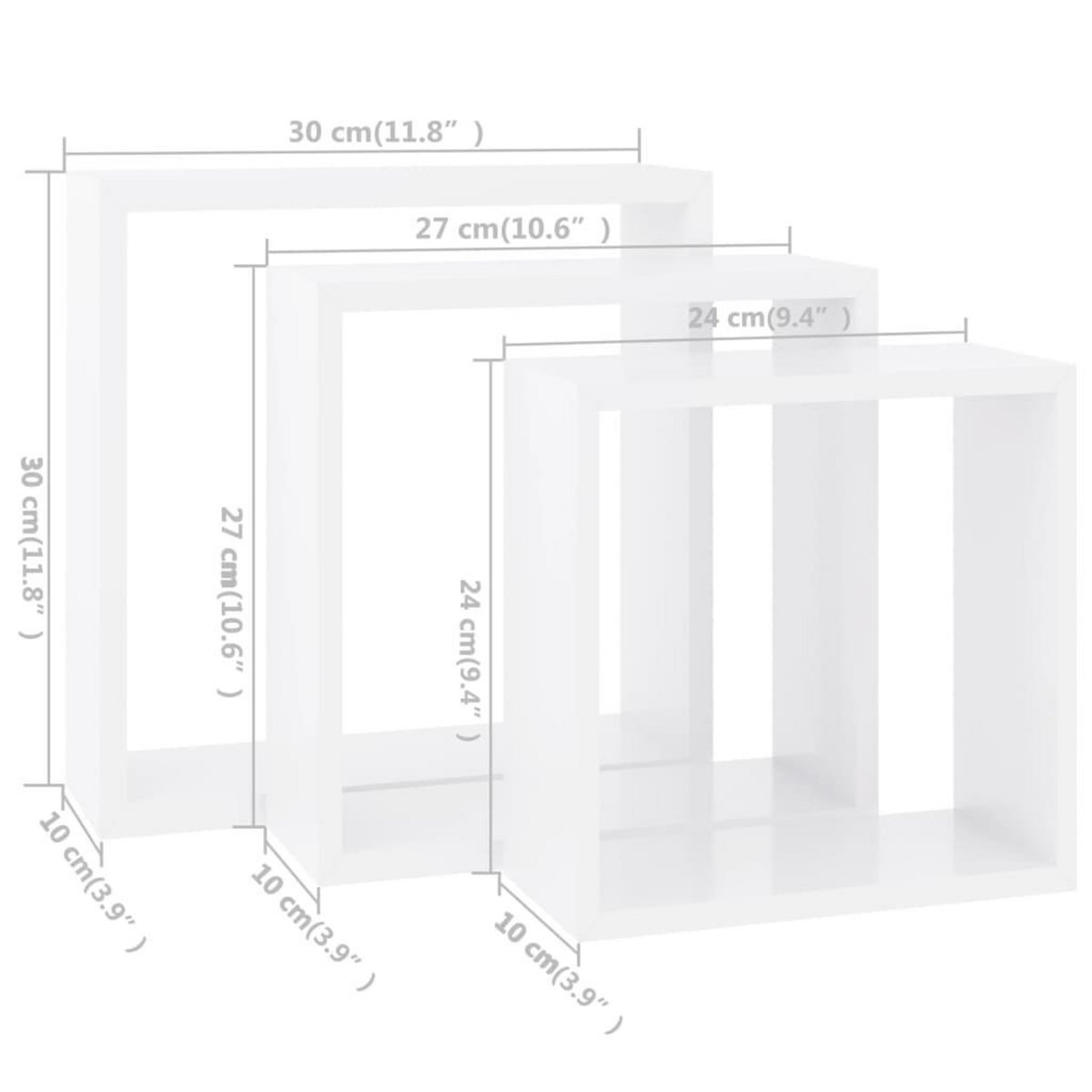 VIDAXL Etageres murales sous forme de cube 3 pcs Blanc MDF