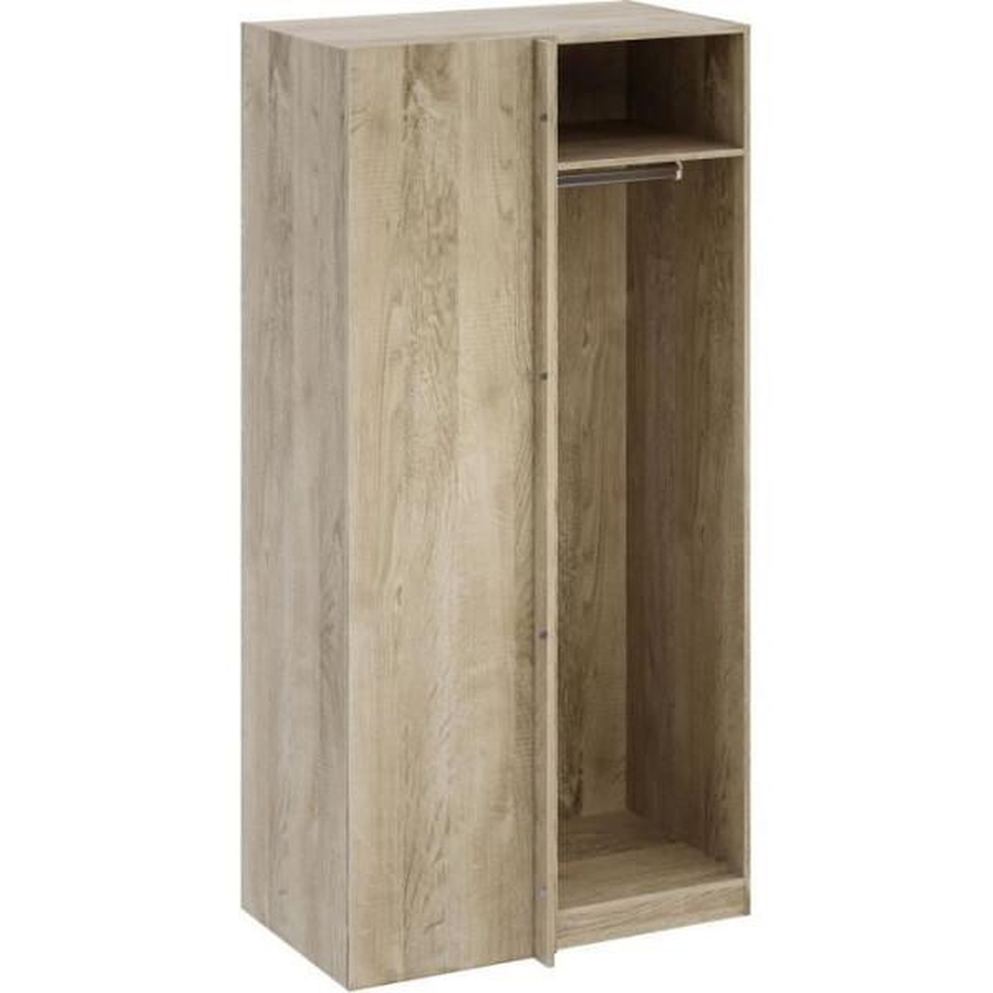 MARKET24 Module dressing d'angle - Décor chene - 3 étageres - 1 tringle a vetements - L100 x P66 x H200 cm