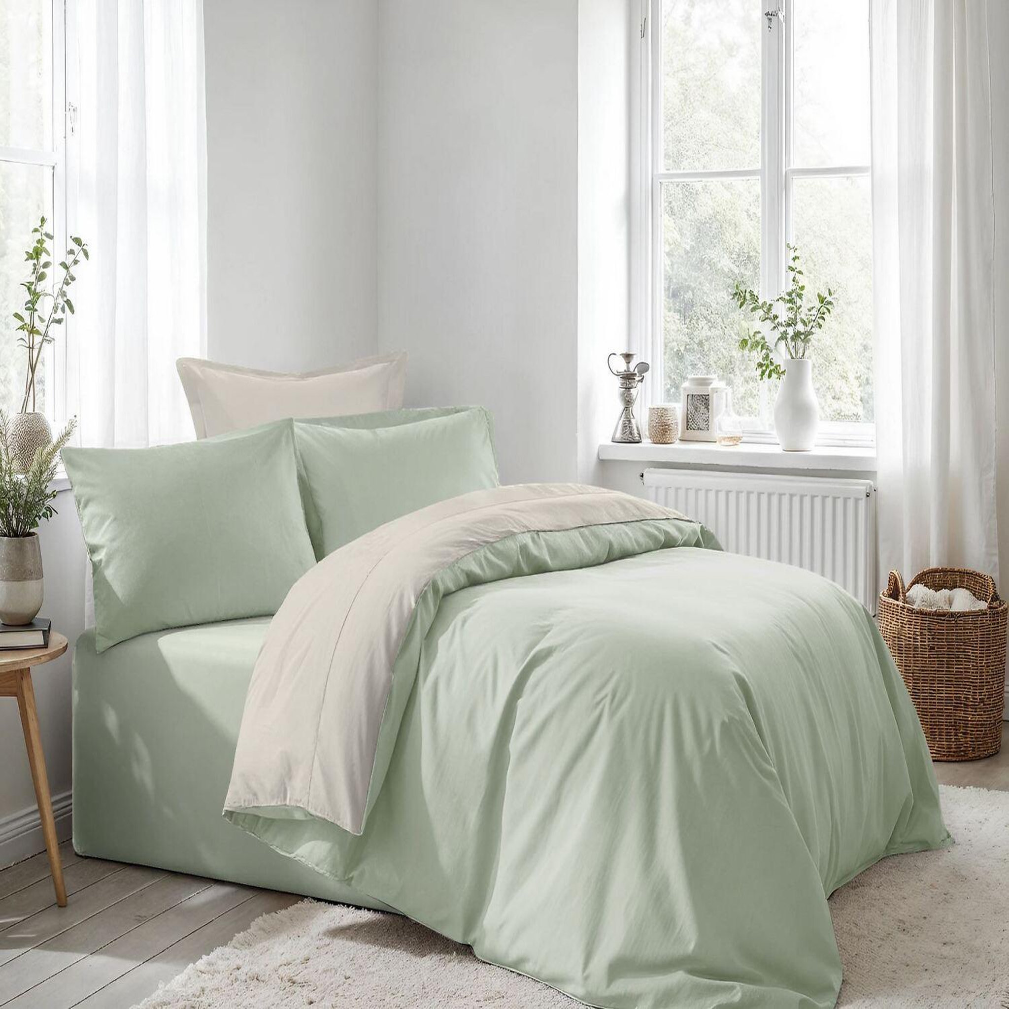 Home collection Parure housse de couette avec taie(s) 100 % coton Light. Coloris disponibles : Vert