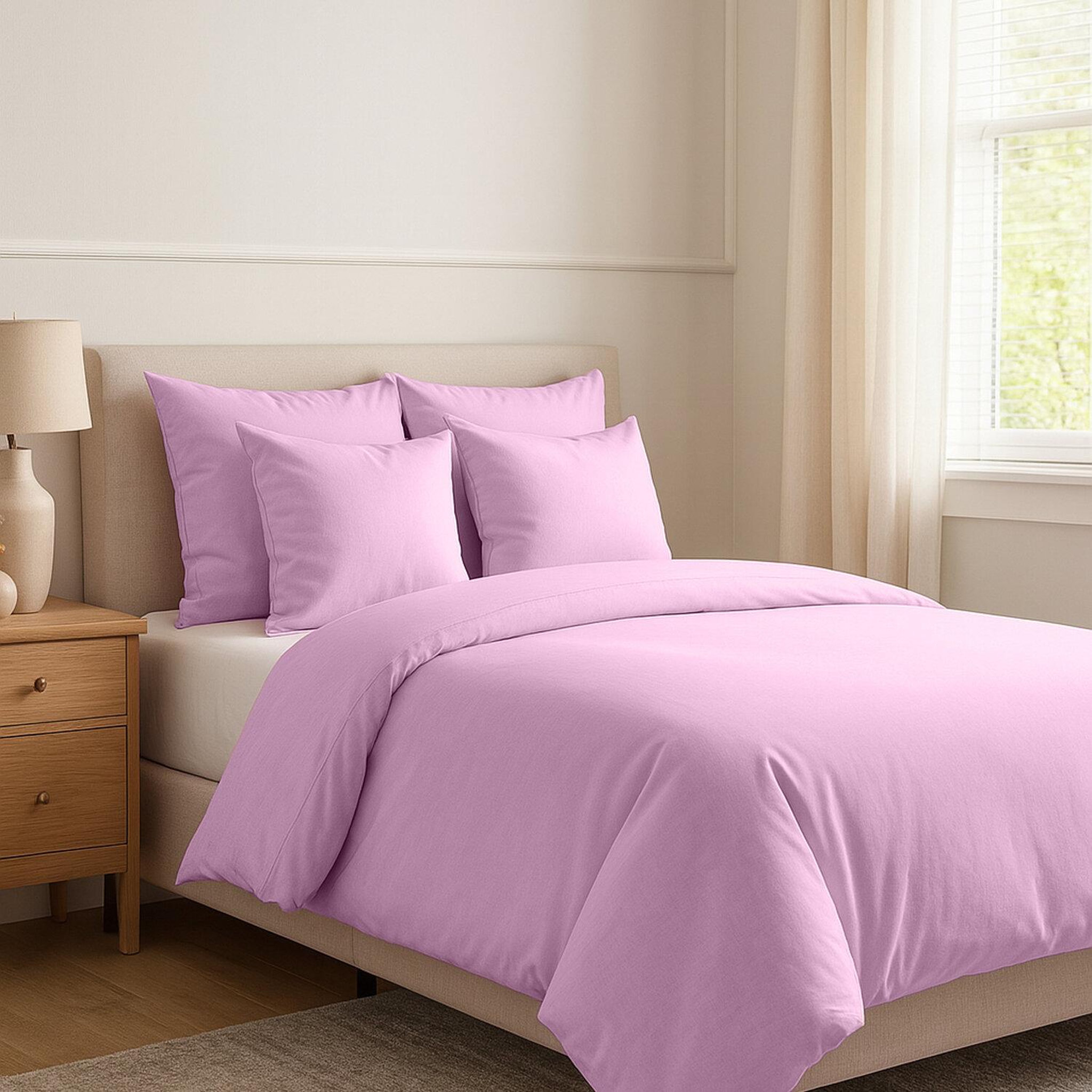Voir la diapositive 2 : Les Ateliers du Linge Housse de couette 220x240 coton 57 fils rose