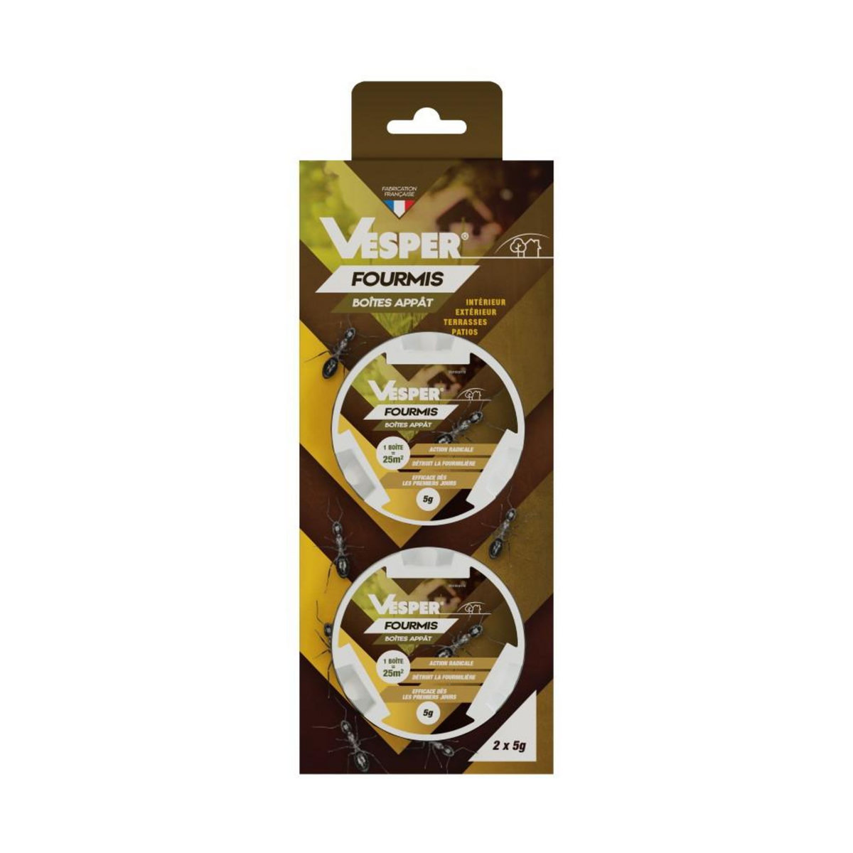 Vesper 2 boites pré-appâtées pour fourmis - 25m²/boîte - Action radicale