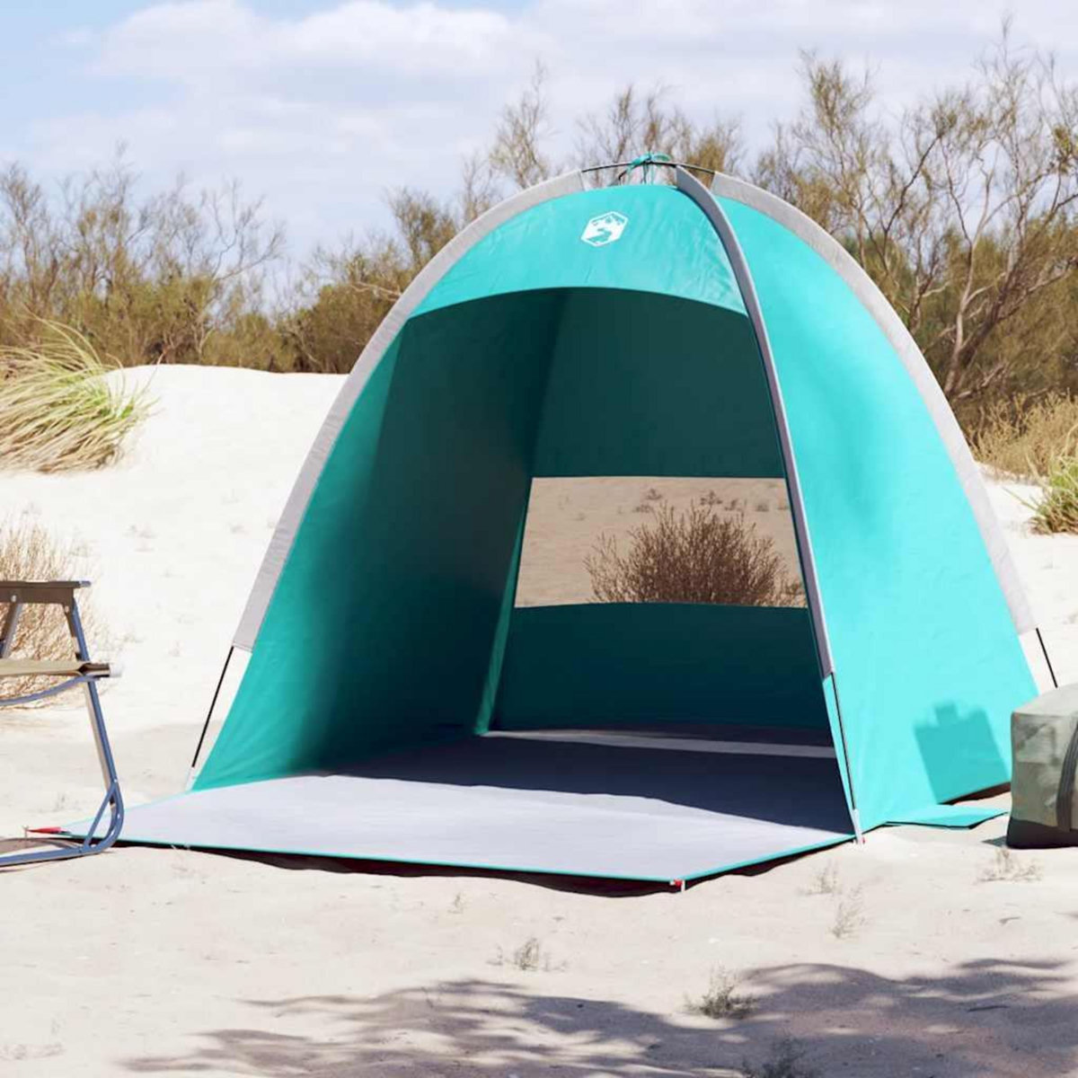 VIDAXL Tente de plage 3 personnes vert impermeable