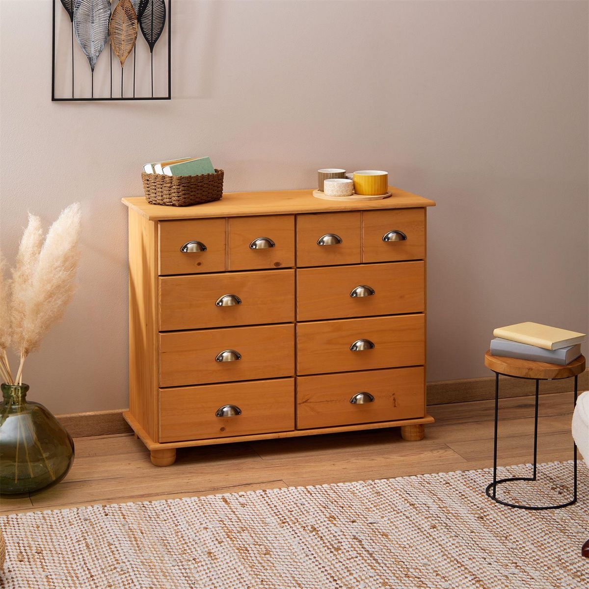 IDIMEX Commode apothicaire COLMAR en pin massif, 8 tiroirs