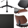 Voir la diapositive 4 : SWEEEK Chaise de bureau à roulettes décor bois courbé et simili cuir