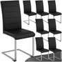 Voir la diapositive 1 : tectake Ensemble de chaises de salle à manger rembourré avec revêtement aspect cuir noir Lot de 8