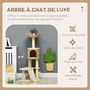 Voir la diapositive 4 : PAWHUT Arbre à chat style cosy chic griffoirs grattoir sisal naturel équipement multiple peluche jacinthe d'eau beige
