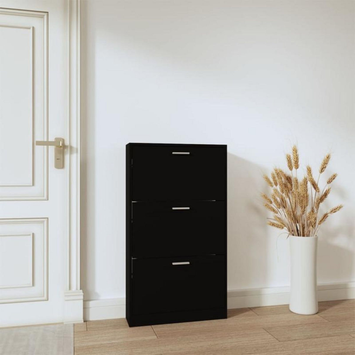 VIDAXL Armoire à chaussures Noir 59x17x108 cm Bois d ingénierie