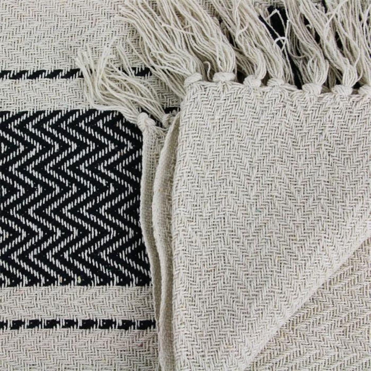 Paris Prix Plaid Déco à Rayures  Berbère  120x150cm Écru