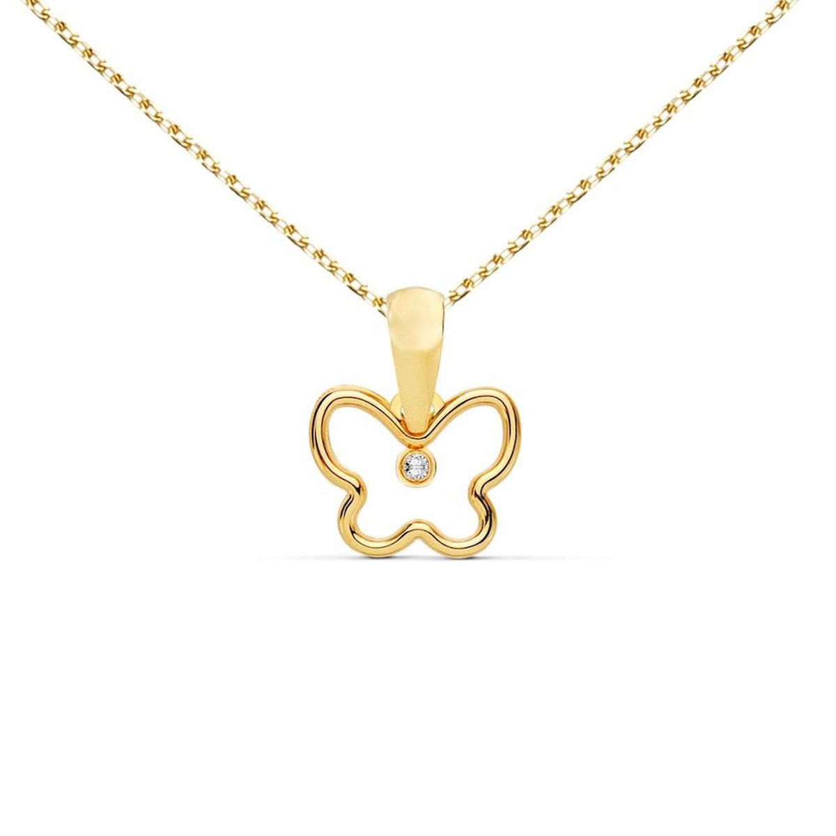 L'ATELIER D'AZUR Collier - Pendentif Or 18 Carats 750/000 Jaune Motif Papillon - Chaine Dorée